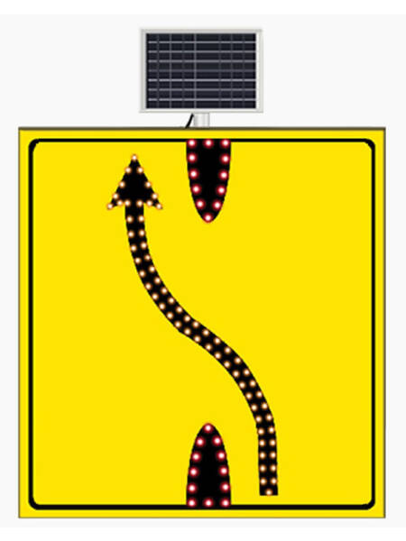 INDICATOR RUTIER SOLAR TEMPORAR ABATERE TEMPORARA LA STANGA 110X120CM