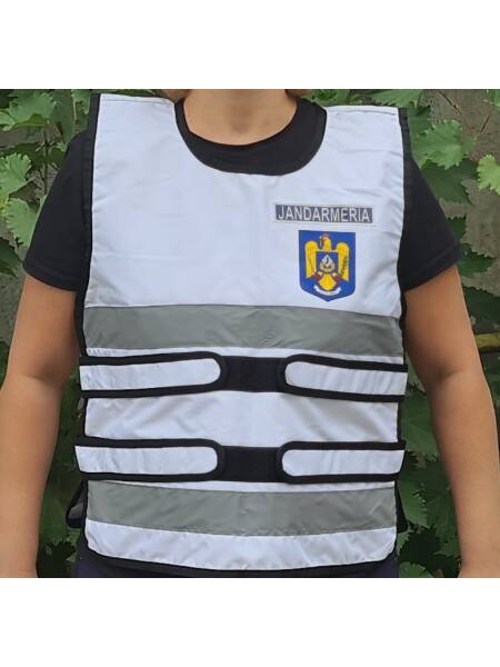 VESTA REFLECTORIZANTA ALBA INSCRIPTIONATA JANDARMERIA DIALOG