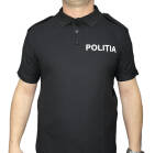 Tricou polo negru inscriptionat Politia